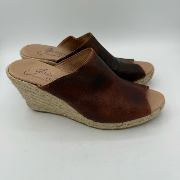 GAIMO Gossa Brown Leather Slide Wedge Espadrille Sandal Size 9.5 Slip-On Shoe - Picture 5 of 6